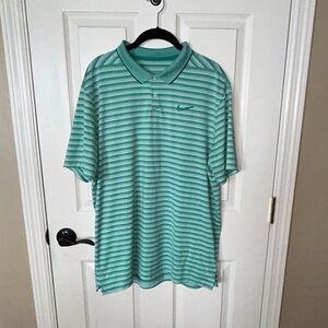 Nike Men's Dri-fit Green Striped Polo Shirt ⛳️